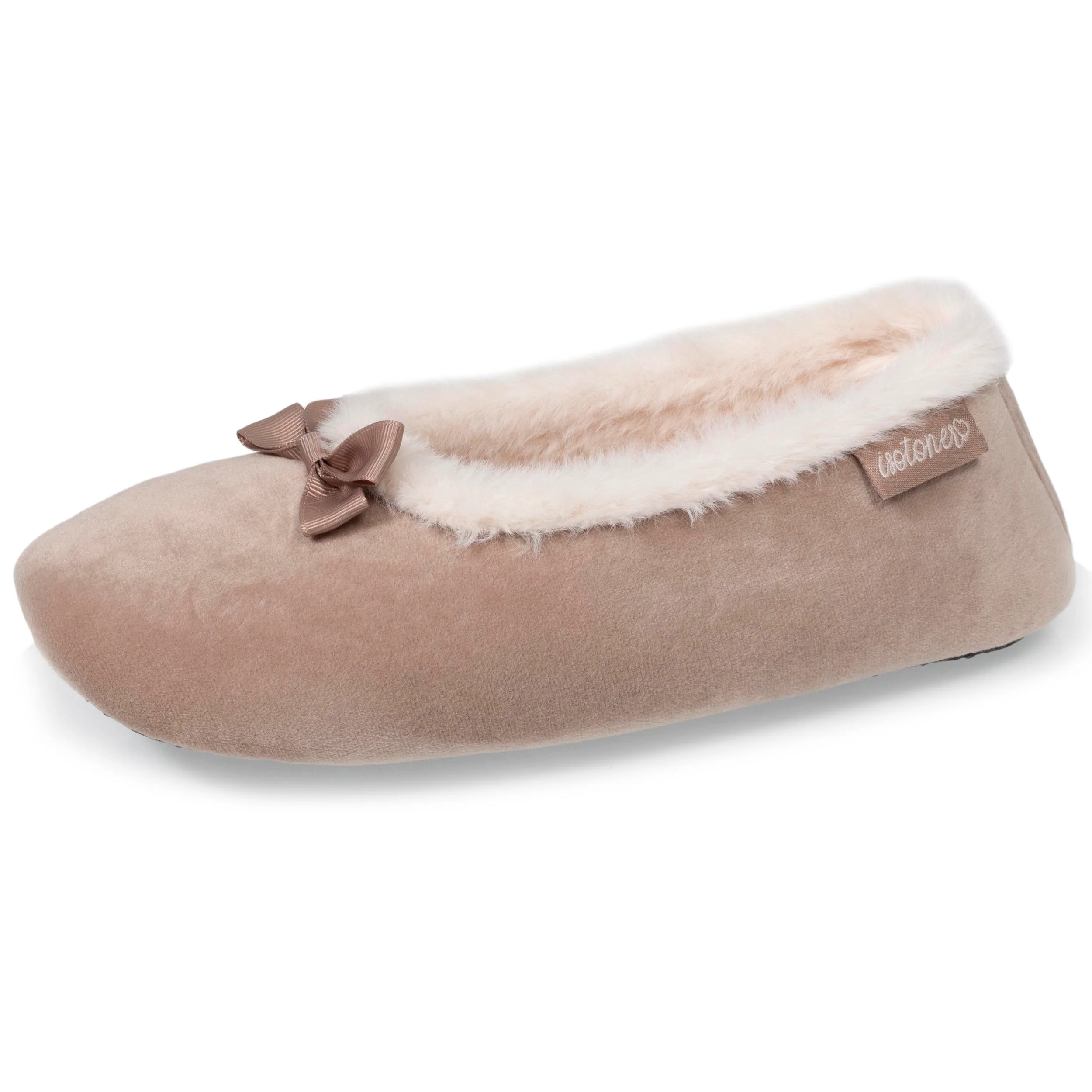 Chaussons ballerines Femme Beige imitation fourrure