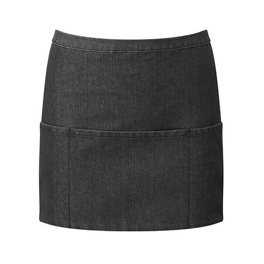 Tablier de bar denim noir avec 3 poches - taille universelle - 60 x 33 cm - 70% coton / 30% polyester